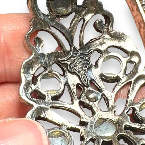 Womens Cuff Bracelet Jeweled Hinged Rhinestone Silver Green Fashion Statement - Picture 11 of 13